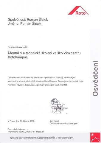 Certifikát ROTO